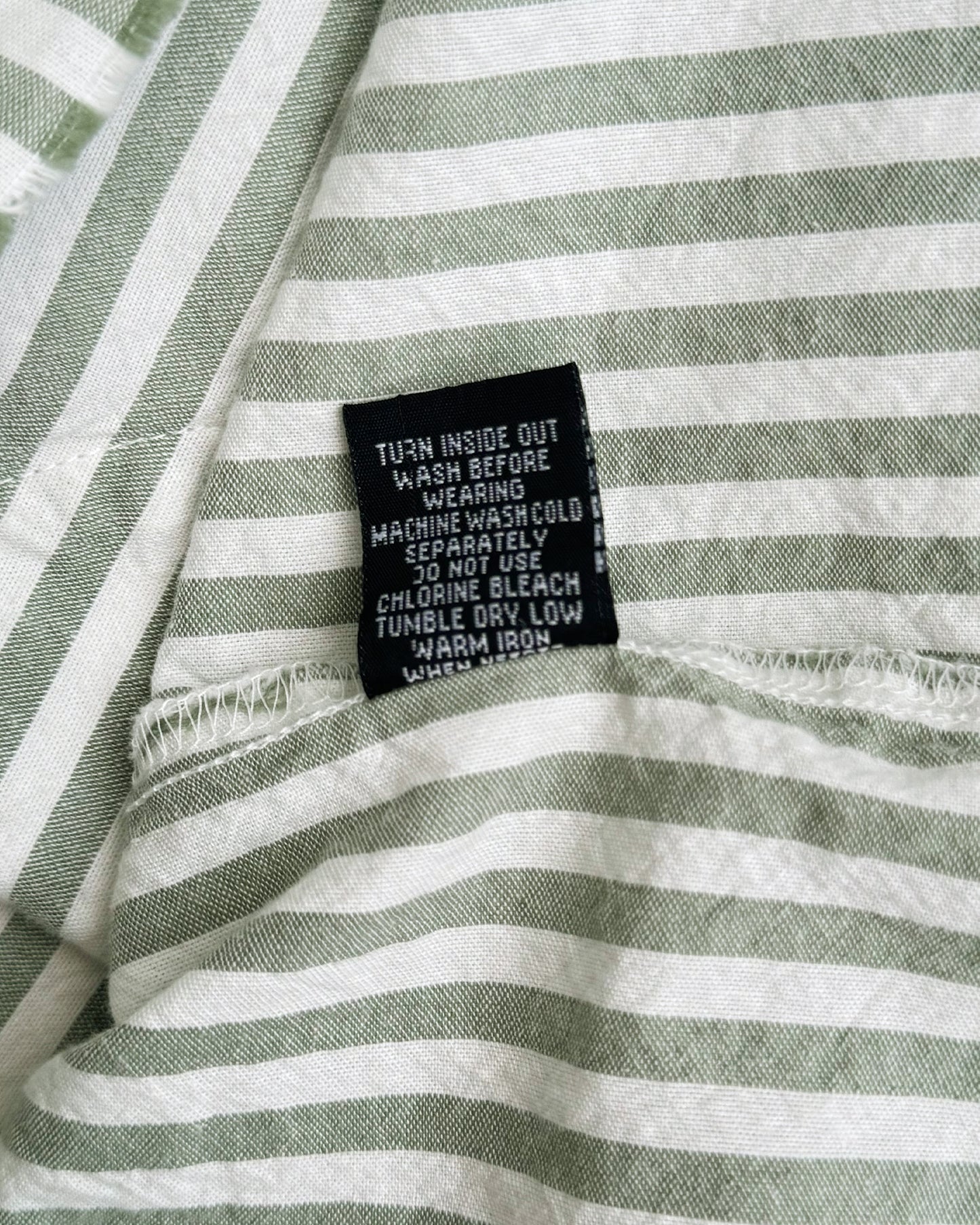Raw Hem Stripe Oxford Camp Shirt (M/L)