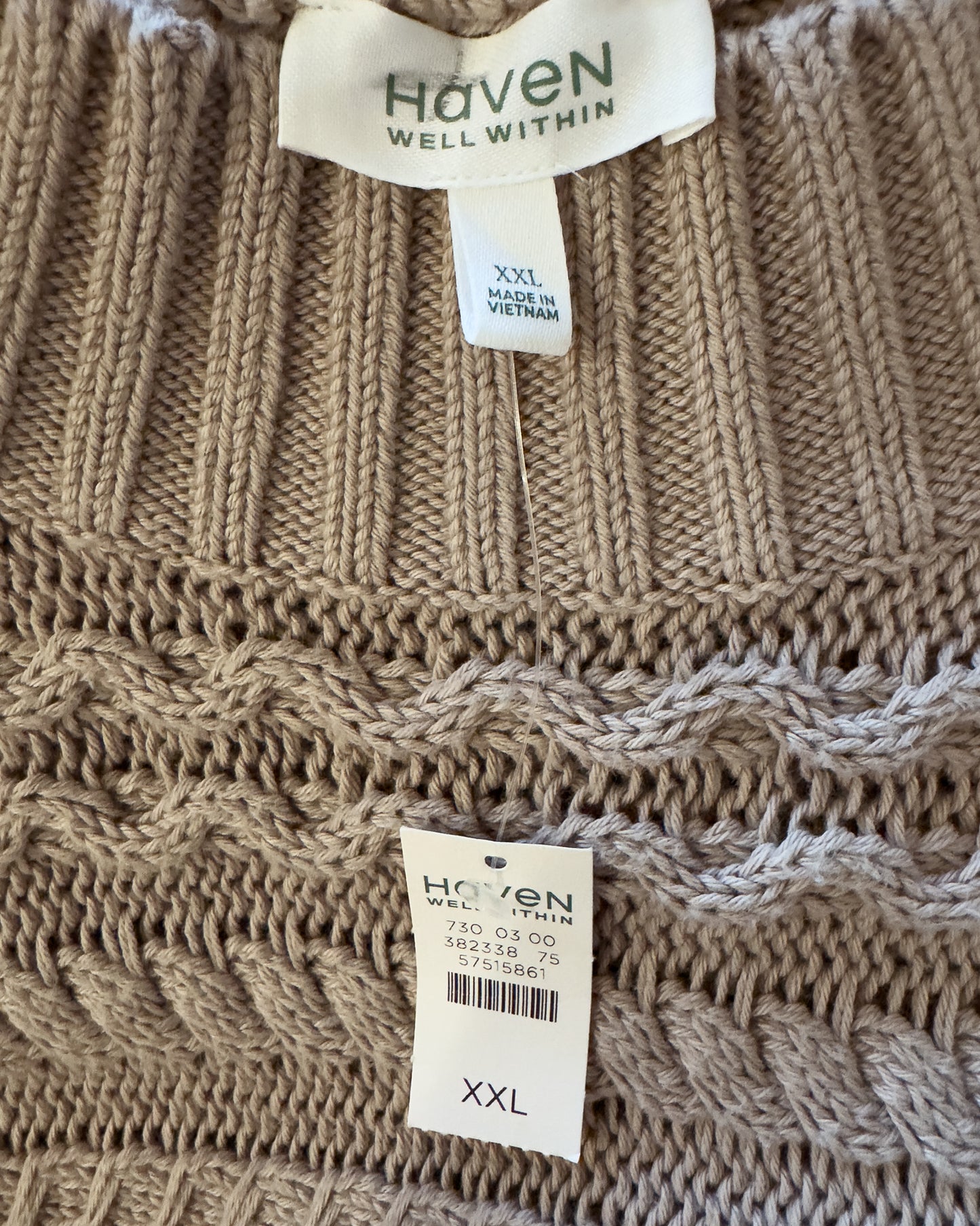 NEW Organic Cotton Cable Knit Funnel Neck Sweater (Medium - XXL)