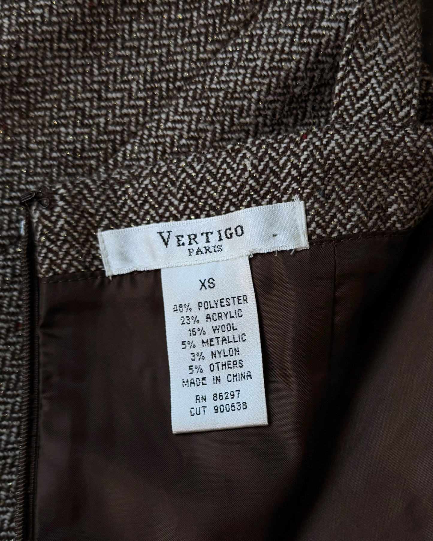 Herringbone Tweed Jumper Dress (XS)