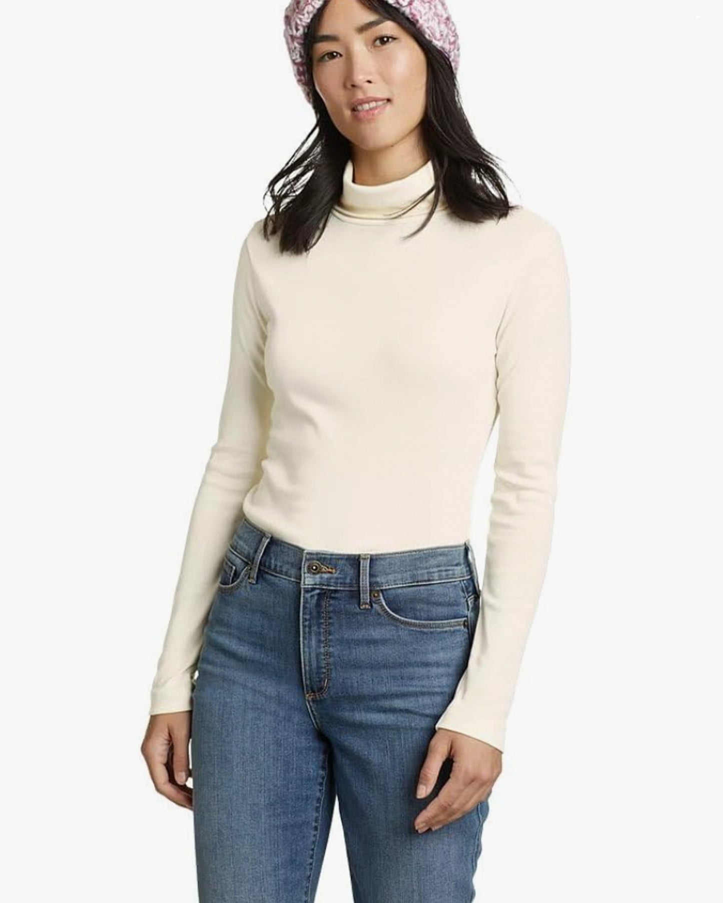 Cotton Long-Sleeve Turtleneck (M)