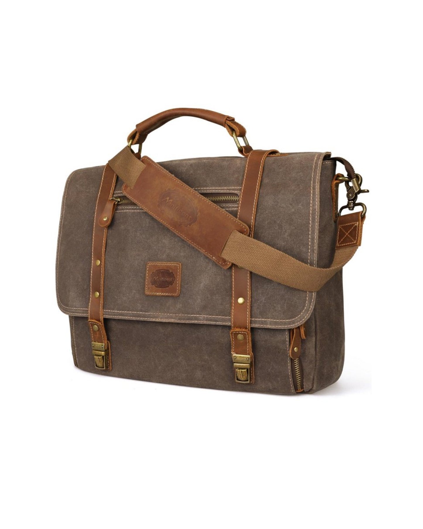 Waxed Canvas Leather Messenger Bag (15" x 12" x 4")
