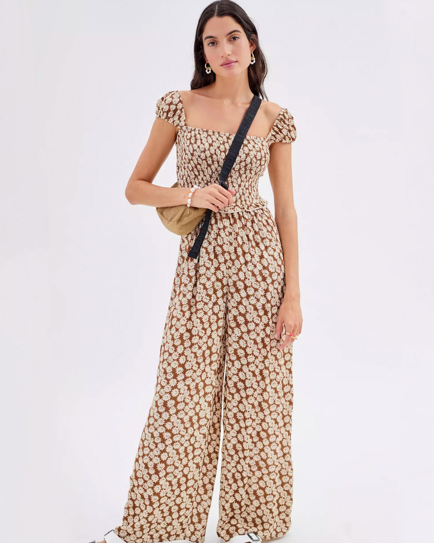 UO Smocked Wide-Leg Jumpsuit (S)