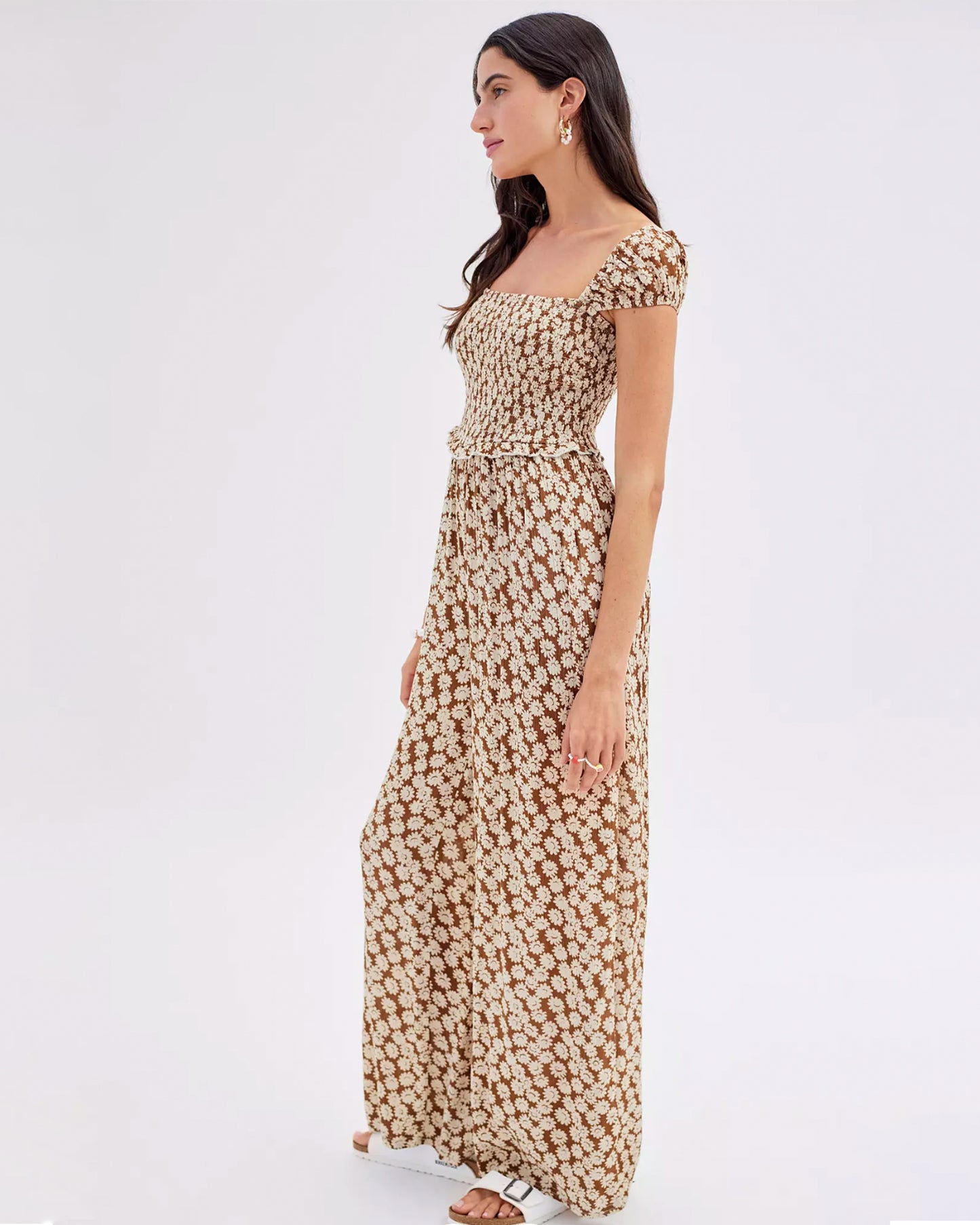 UO Smocked Wide-Leg Jumpsuit (S)