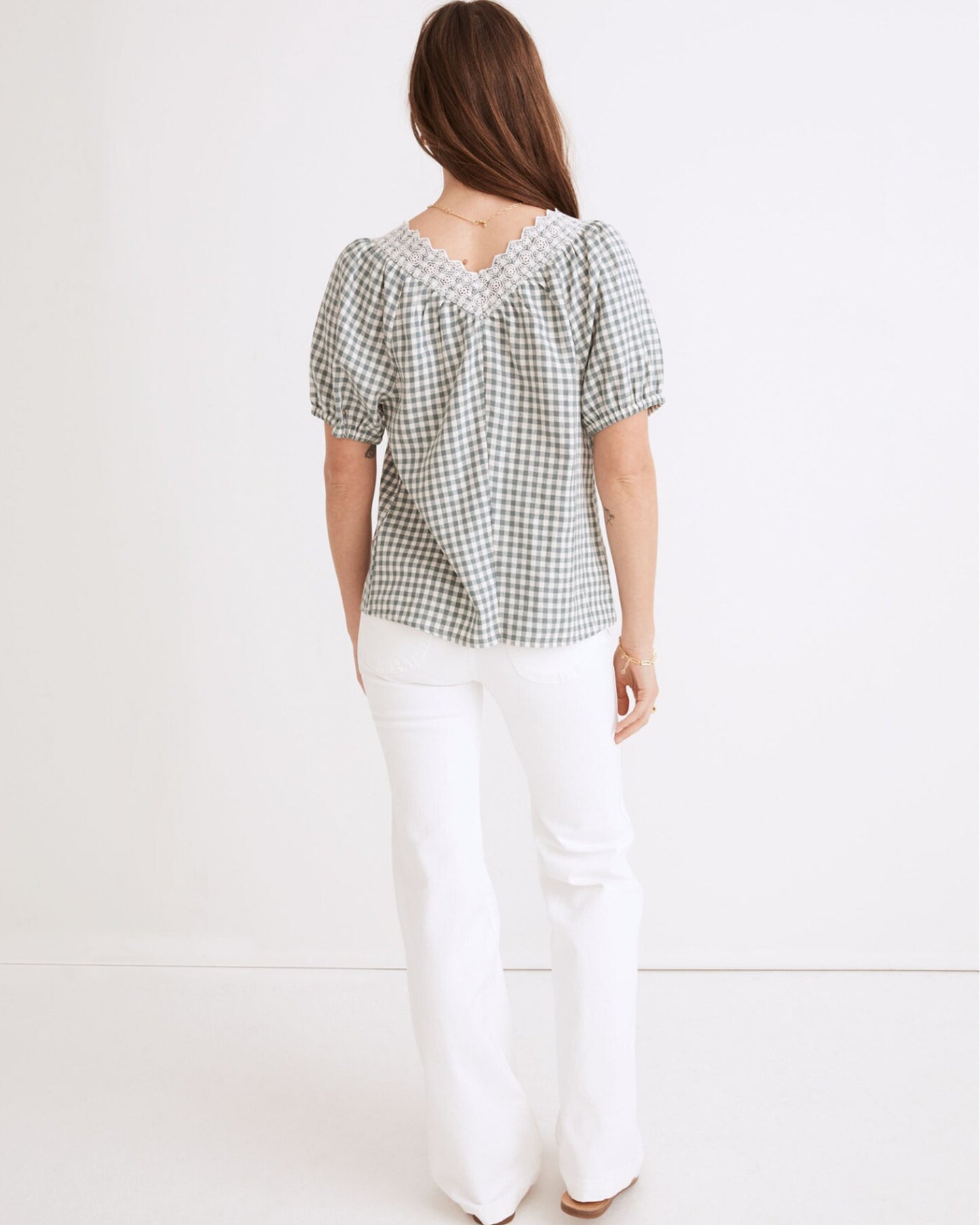 Madewell Embroidered Gingham Swing Top (S)