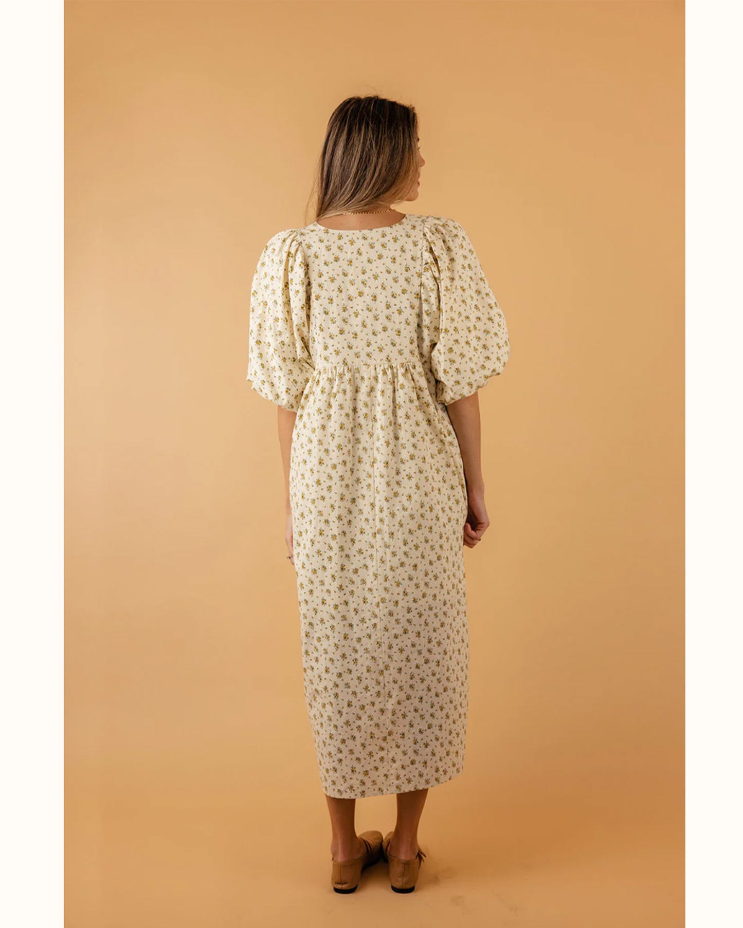 Puff Sleeve Cotton Maxi Dress (L)
