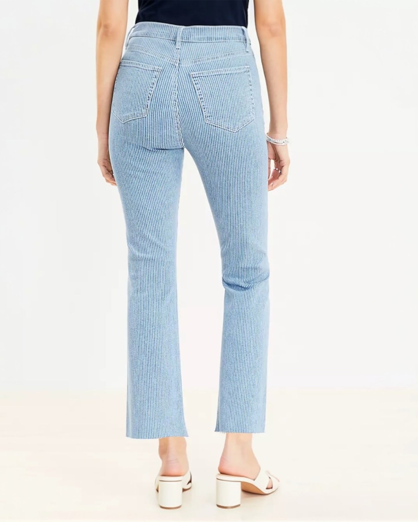 Loft High Rise Kick Crop Jeans in Pinstripe (14)