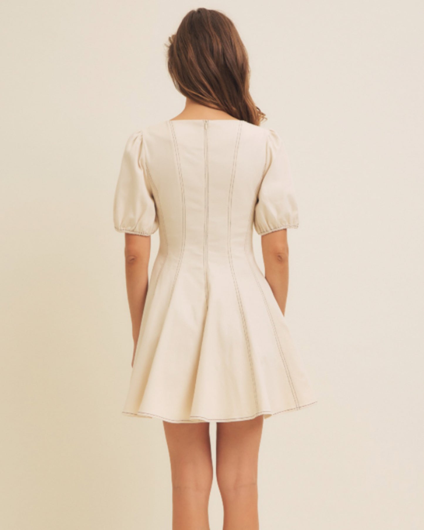 Puff Sleeve Cotton Denim Dress (L)