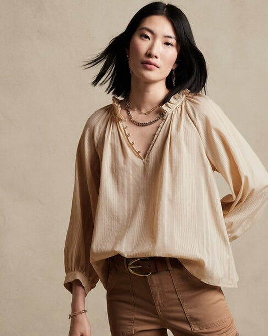 Balloon Sleeve Cotton Blouse (XXS)